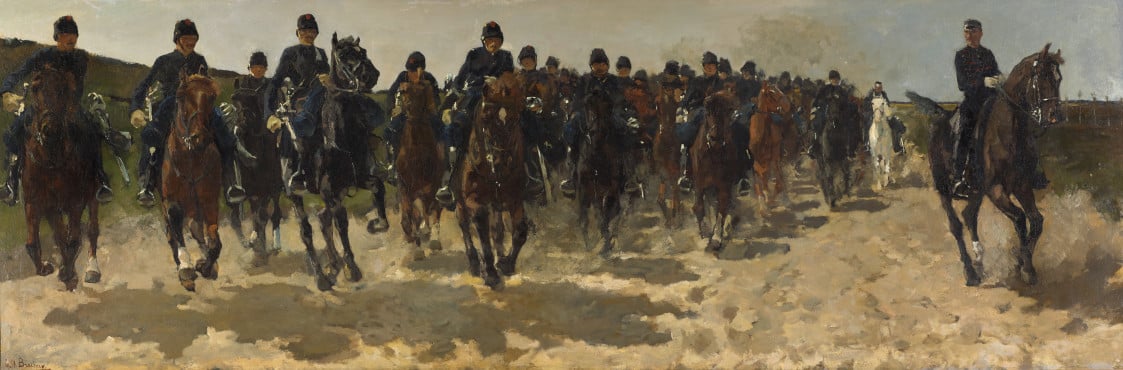 George Hendrik Breitner, Cavalry, 1883-1888, oil on canvas, 100,6 x 300.3 cm, Kunstmuseum Den Haag. George Hendrik Breitner, Cavalry, 1883-1888, oil on canvas, 100,6 x 300.3 cm, Kunstmuseum Den Haag.