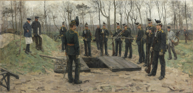 Isaac Israels, Military funeral, 1882, oil on canvas, 125 x 261 cm, Kunstmuseum Den Haag. Isaac Israels, Military funeral, 1882, oil on canvas, 125 x 261 cm, Kunstmuseum Den Haag.
