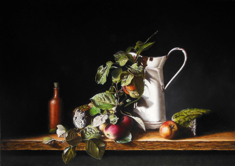 Jan Teunissen – ‘Still life with apples and white can’