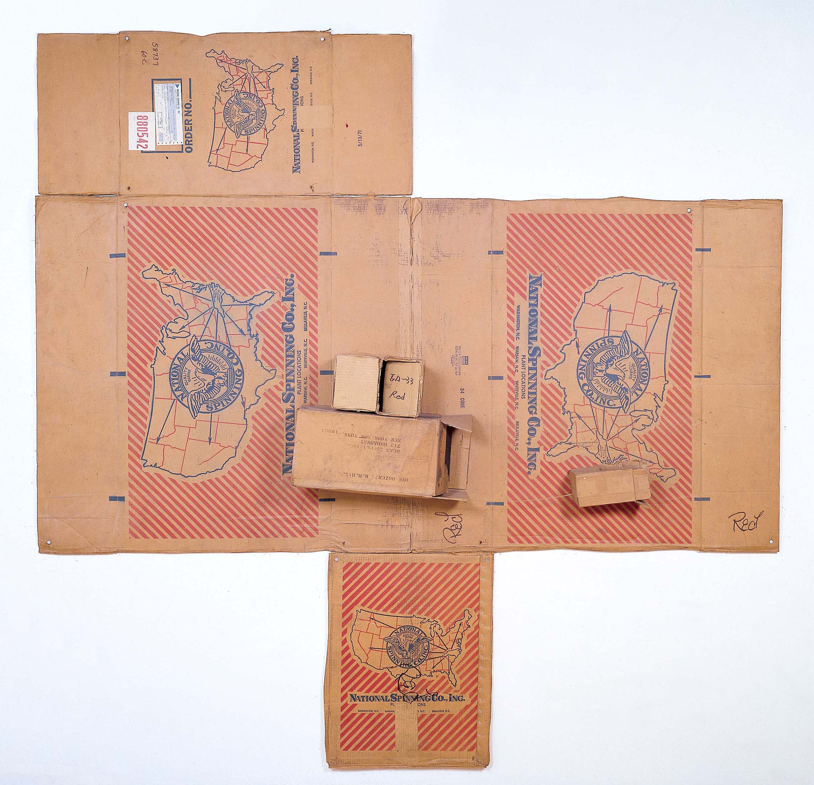 Robert Rauschenberg National Spinning / Red / Spring (Cardboard), 1971 Cardboard and string 100 x 98 1/2 x 8 1/2 inches (254 x 250.2 x 21.6 cm) The Menil Collection, Houston Purchase, with funds contributed by the Brown Foundation, Inc., and the following Menil Board of Trustees: Louisa Stude Sarofim, Frances R. Dittmer, Estate of James Elkins, Jr., Windi Grimes, Agnes Gund, Janie C. Lee, Isabel S. Lummis, Roy Nolen, Charles Wright, Michael Zilkha, 2005 -014 ©Robert Rauschenberg Foundation