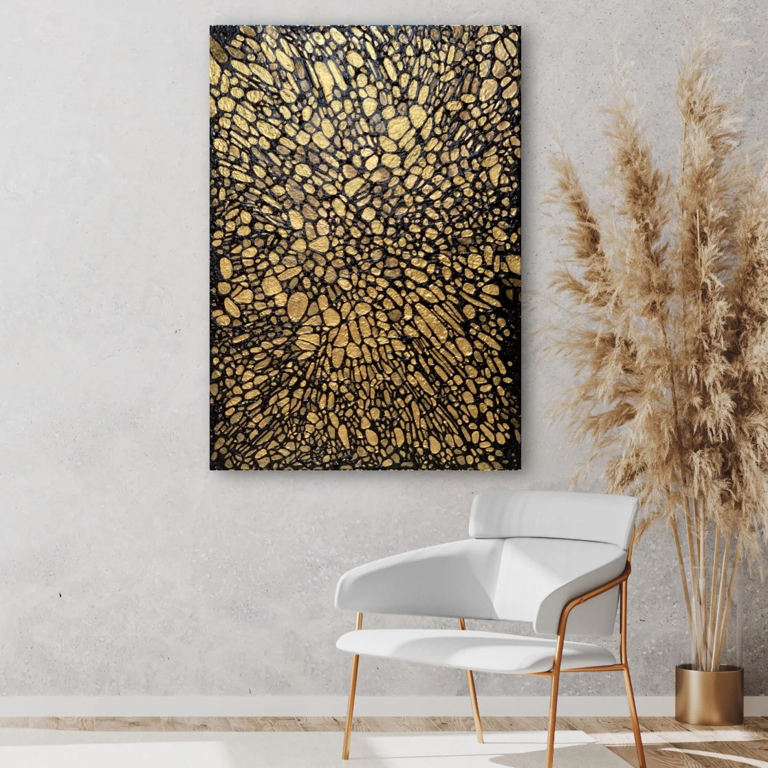 Large abstract gold black painting Julia Brinkfrau Online Gallery