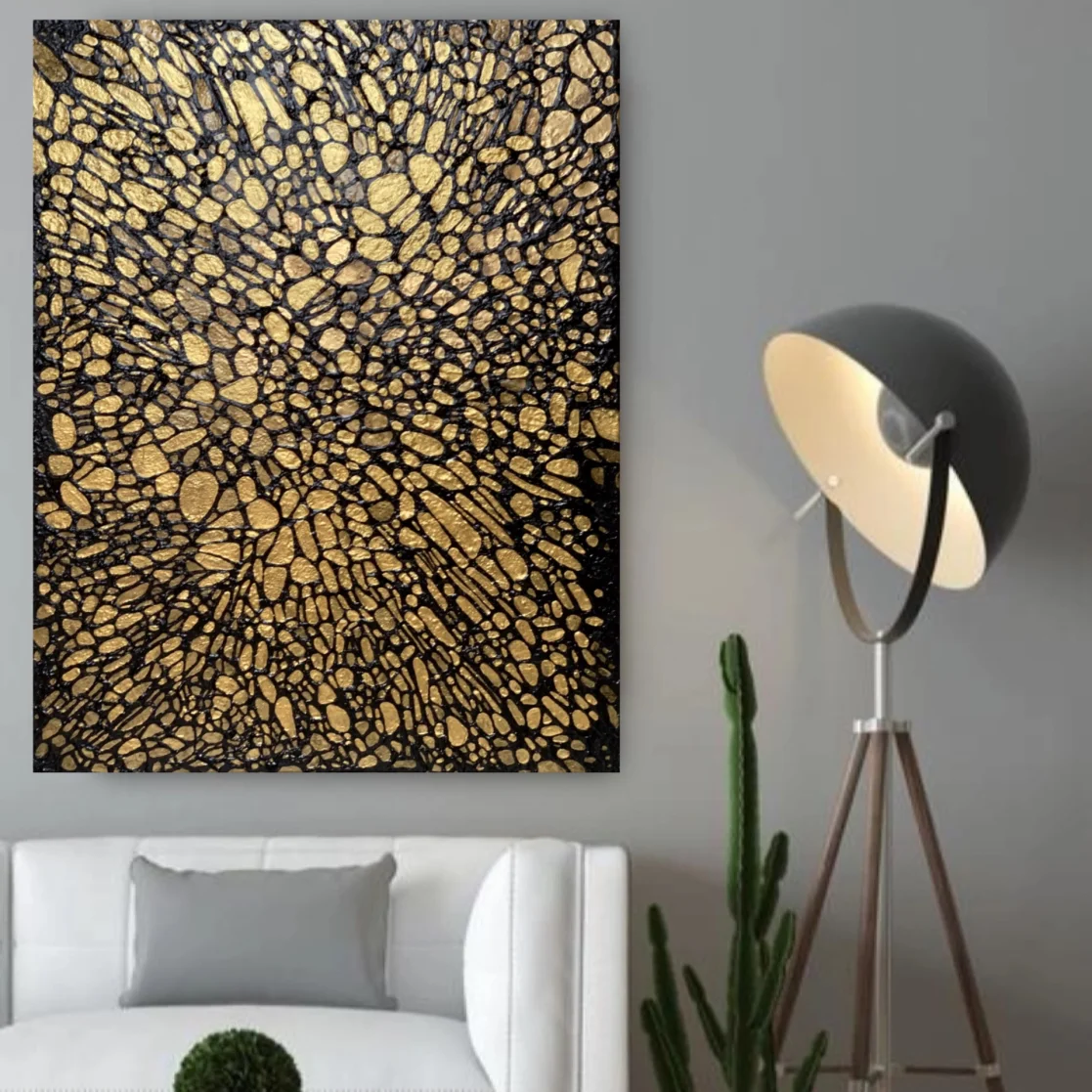 Large abstract gold black painting Julia Brinkfrau Online Gallery