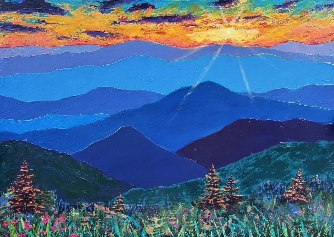 Lullaby of mountains. Original Painting Blue Ridge Mountain Wall Art